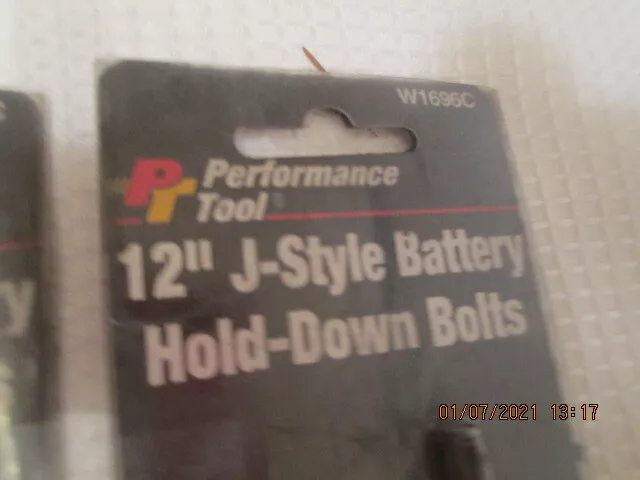 Lot of 2 NEW Performance Tool 12" IN J-STYLE BATTERY HOLD DOWN BOLTS - W1696C 2