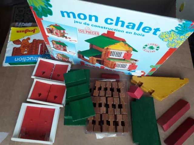 Jeu jura mon chalet 155 pièces jeu construction bois , boîte carton 100% France