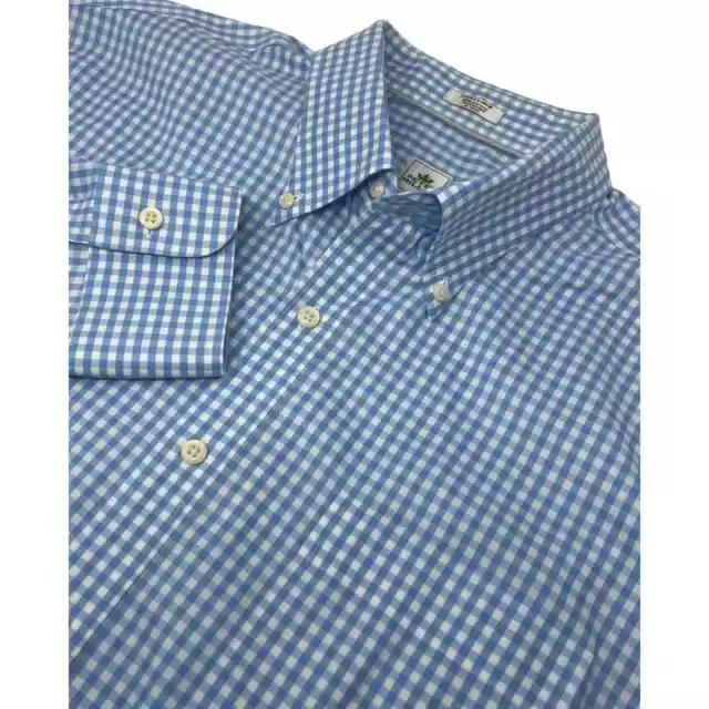 Peter Millar NanoLuxe Easycare Men’s XL Long Sleeve Button Up Shirt Blue Check