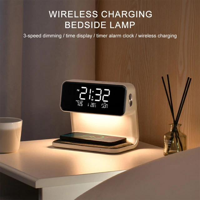 3 IN 1 Night Light Wireless Charger Night Lamp Digital Alarm Clock for