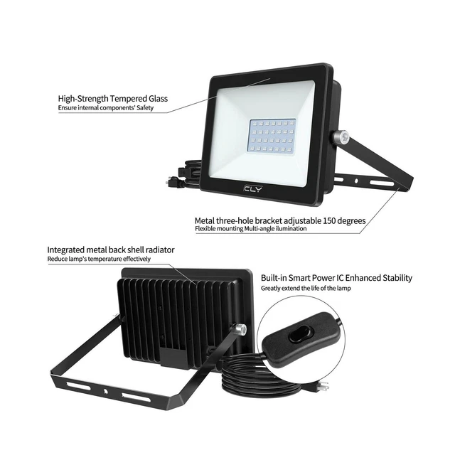 CLY 60W UV LED Schwarzlicht, UV Flutlicht mit US Stecker und Schalter, IP66 Wat... 3