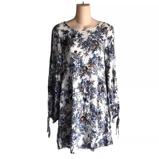 American Eagle Women's Tunic Dress Size S Floral Cold Shoulder Long Sleeve Boho