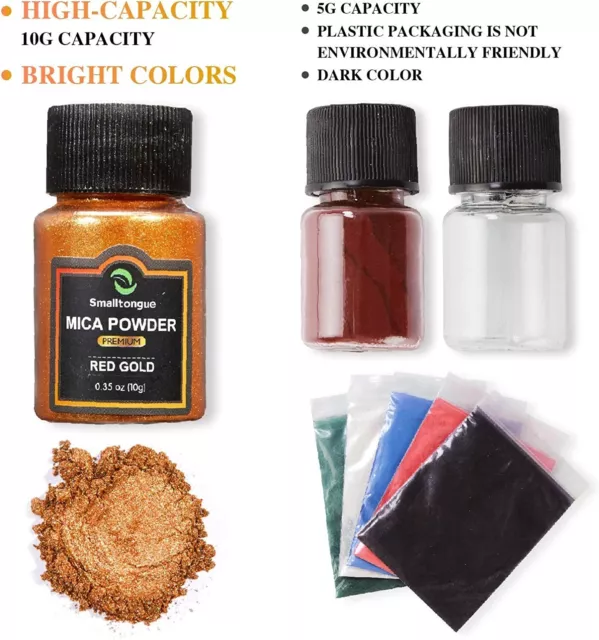 Mica Powder for Epoxy Resin 36 Colors 10g Bottles Mica Glitter Powder Pigment 3