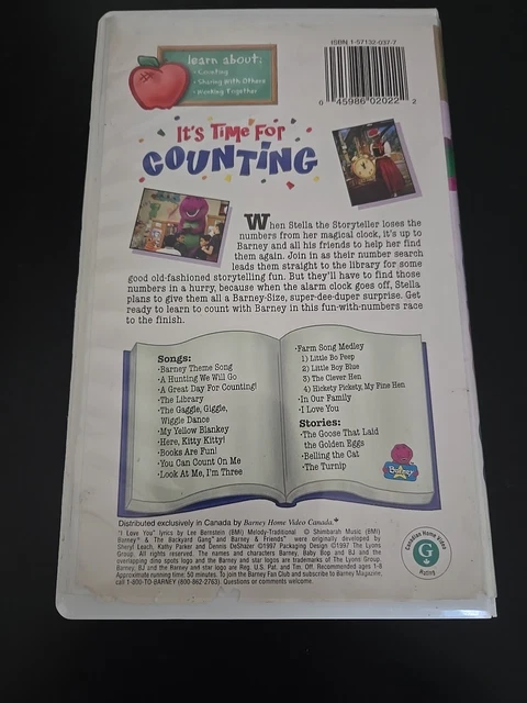 BARNEY - ITS Time For Counting VHS, 1998 $19.00 - PicClick CA