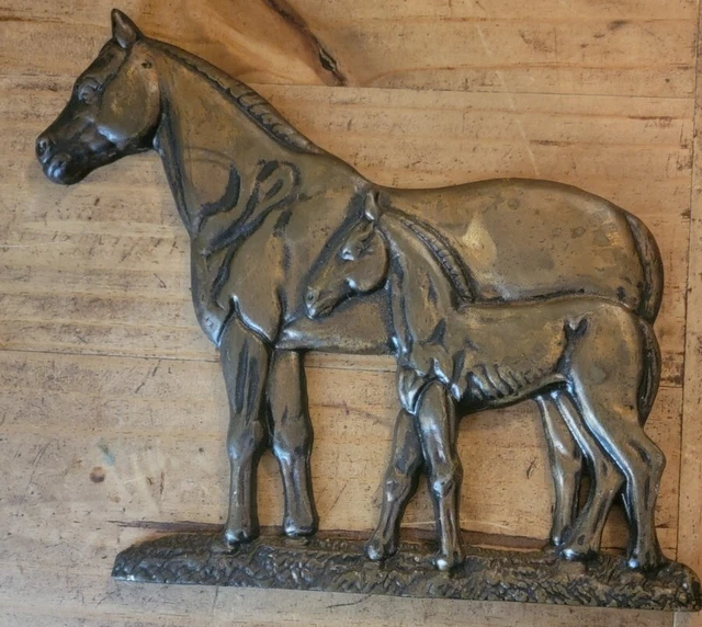 Vintage Cast Iron Horse And Colt Wall Decor/Barn Decor NICE