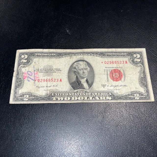 1953 Two Dollar Star Bill • $2 Red Seal Star Note • *02968523A