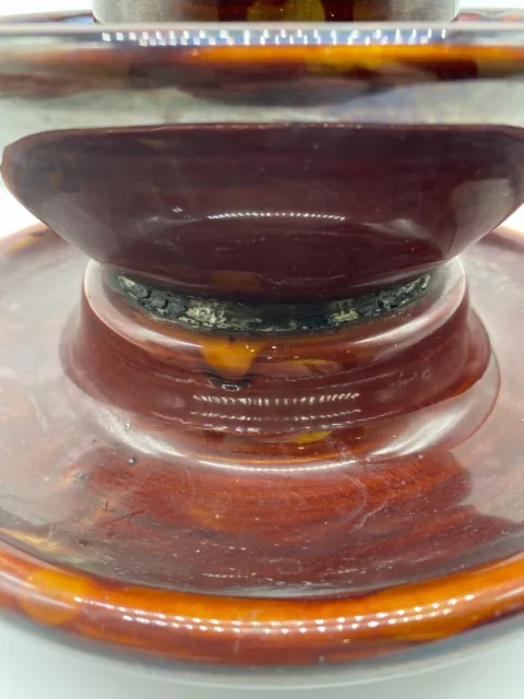 Vintage Large Brown LOCKE 1930 Porcelain/Ceramic High Voltage Insulator 3
