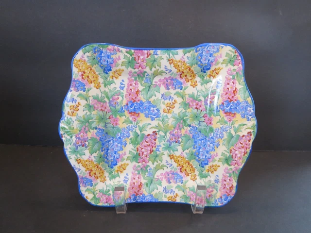 Royal Winton Grimwades Somerset England Chintz Plate Tab Tray Blue Trim VGUC