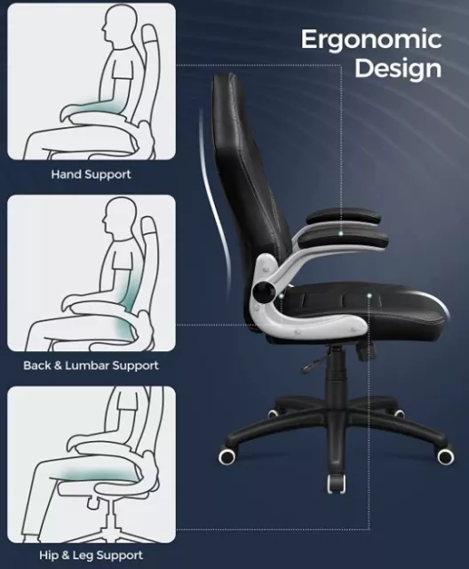 Songmics ergonomischer Drehstuhl - schwarz, gaming chair