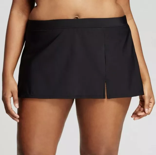 Aqua Green Women’s Black Swim Skirt Plus Size 16W/18W  Briefs NWT
