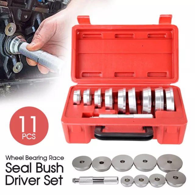 11Pcs Wheel Bearing Race Seal Bush Driver Set Bushing Housing Rod Aluminium