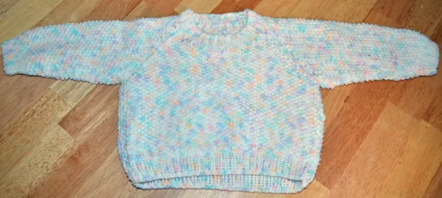 Vintage Handmade Toddler Child's Pastel Multicolor Crocheted Pullover Sweater