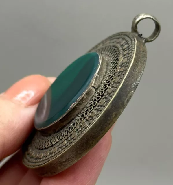 Beautiful Afghan silver old Agate stone Lovely stone Pendant 3