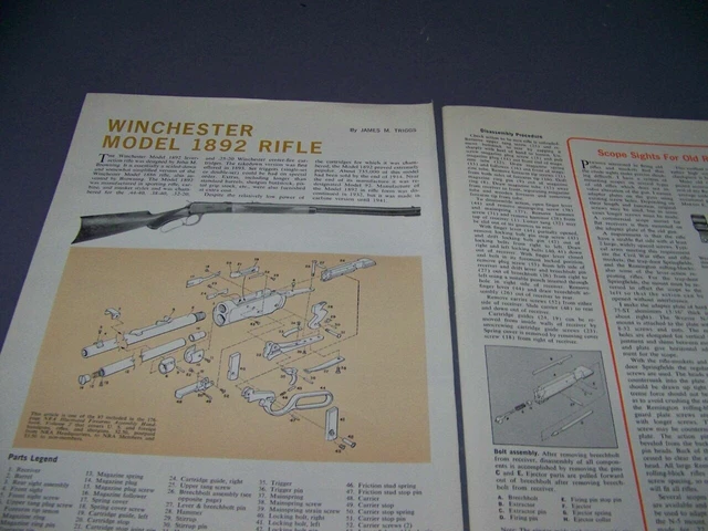 HISTORY: WINCHESTER MODEL 1892 Rifle..details/Exploded View (817W) £18. ...