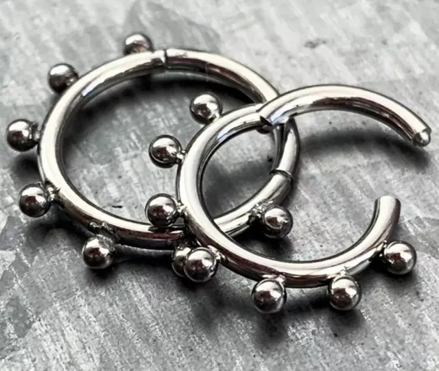 1pc Solid Titanium Eight Beads Hinged Segment Ring Helix Septum Clicker