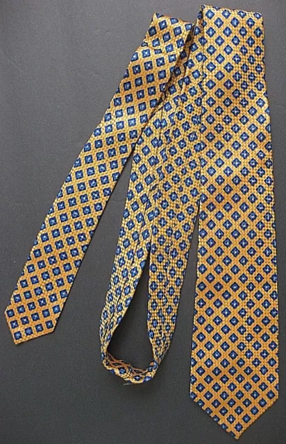 Golden Silk Neck Tie Thin Skinny Vintage Christian Dior Paris Necktie Diamonds A