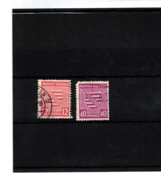 Briefmarken SBZ Provinz Sachsen Wappen 12 + 40 Pfg. Mi 79 + 84 gestempelt