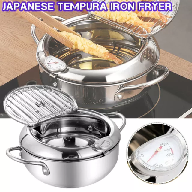 Yoshikawa Tempura Pan Fryer with Thermometer 20cm SJ1024