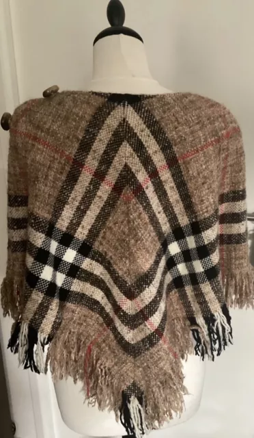 Poncho Cape BURBERRY femme laine mérinos très bon état 2