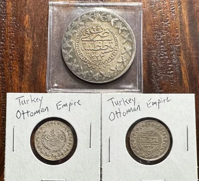 Lot of 3 Turkey Ottoman Empire Mahmud II 1808-39 AD Silver Foreign World Coins