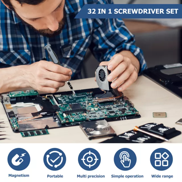 32Pcs Screwdriver Set Magnetic Screwdriver Repair Kit Portable Precision TayZS