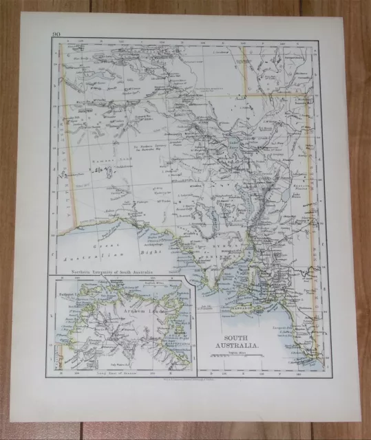 1904 Antique Map Of South Australia Adelaide / Verso Queensland Brisbane