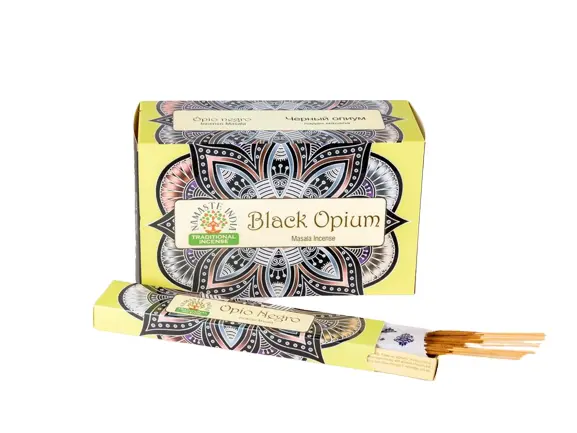 Namaste India Black Opium Incense Sticks Agarbatti (180 g Box) 12 Packs
