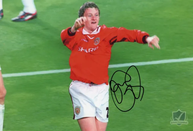 Ole Gunnar Solskjaer MANCHESTER UNITED Signed 12x8 Photo OnlineCOA AFTAL