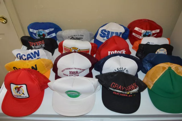 LOT OF 20 Trucker Snapback Caps mesh Hats union construction advertising 80s
