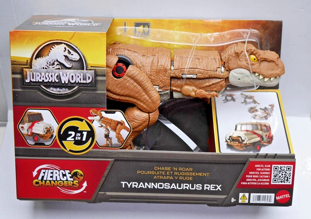 MATTEL JURASSIC WORLD Tyrannosaurus Rex Fierce Changers Chase N'Roar