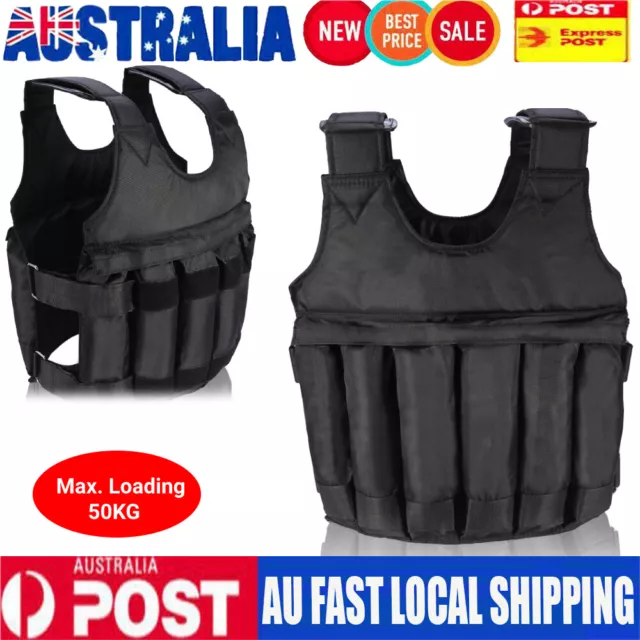 50kg Weighted Vest Loading Weight Jacket Exercise Training Fitness AU NHF