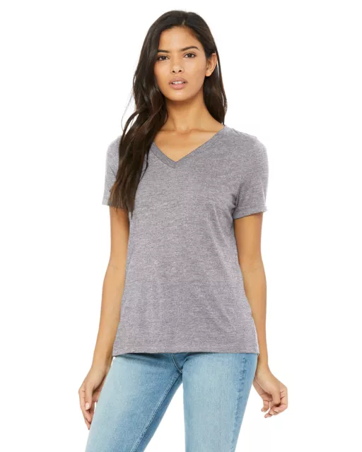 Bella + Canvas Ladies Relaxed Jersey Short Sleeve V-Neck T-Shirt 6405 S-2XL Top