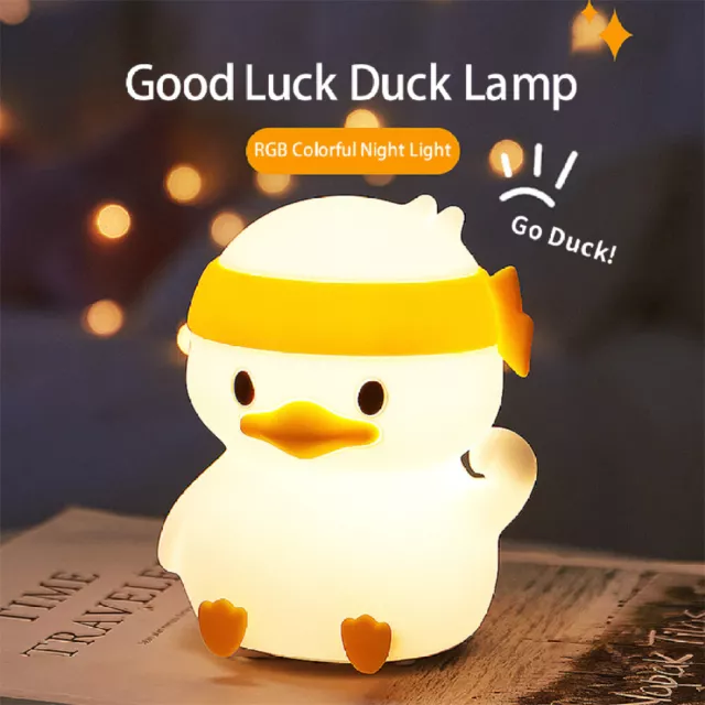 Cute Silicone Night Light LED RGB Duck Lamp Baby Kids Bedroom Gift Rechargeable