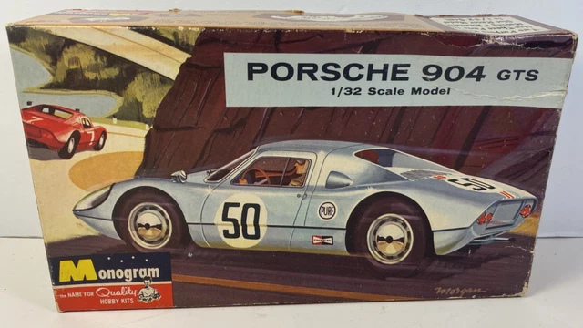 MONOGRAM PORSCHE 904 GTS Boxed 1964 Era Plastic Kit Model 1/32