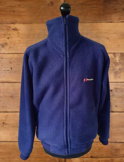 Vintage 90s Medium Berghaus Blue Polartec Full Zip Thick Winter Fleece Jacket