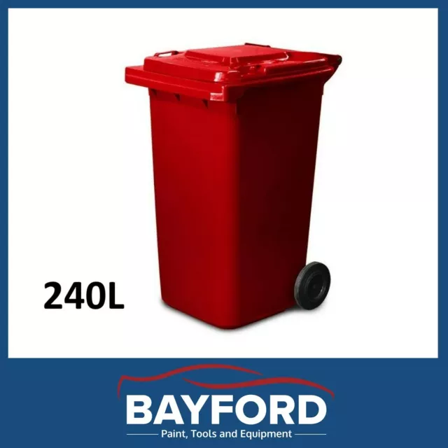 240 Litre Red Plastic Wheelie Bin Rubbish Waste Bin