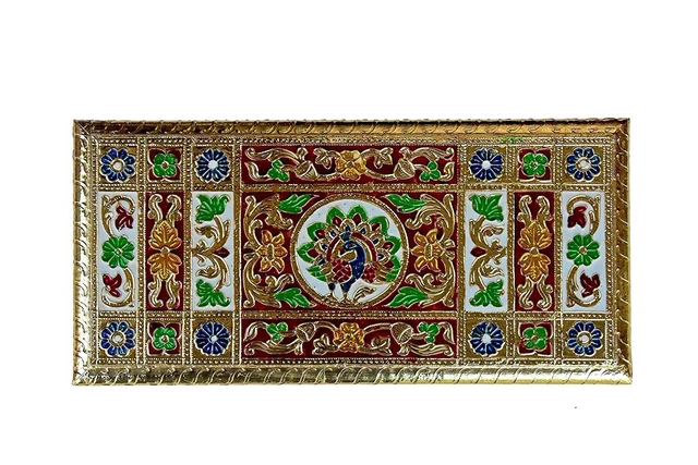 Indian Traditional Wodden Meenakari Peacock Pooja Chowki