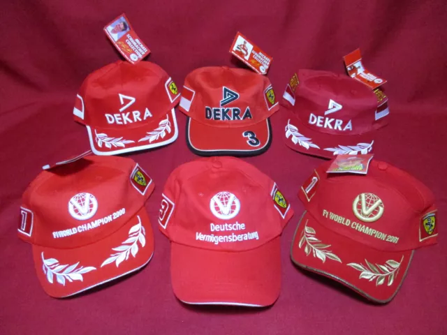 Set of 6 Ferrari Michael Schumacher Official Formula 1 GP Hat Cap F1 Collection