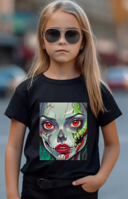 Zombie Girl Halloween Anime Clown Monster T Shirt Boy Girl MESSAGE ME SIZE UK