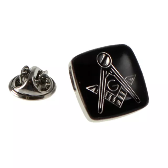 Rhodium Plated & Black Masonic with G Lapel Pin Badge XMP003