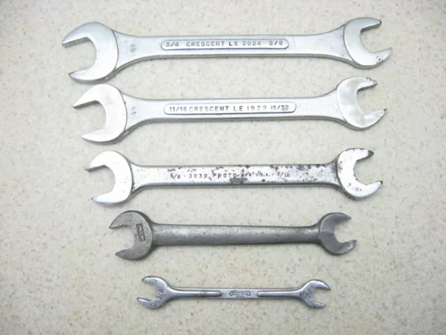 Vtg 5-pc USA Open End Wrench Set 5/16" - 3/4" Mix Proto Armstrong Williams More