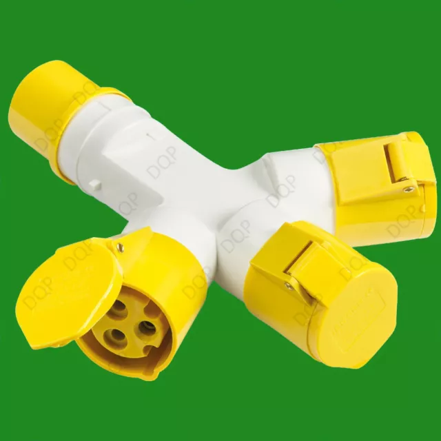 16A 110V IP44 Ceeform Tripler, 3 Pin Heavy Duty Power Plug for Construction