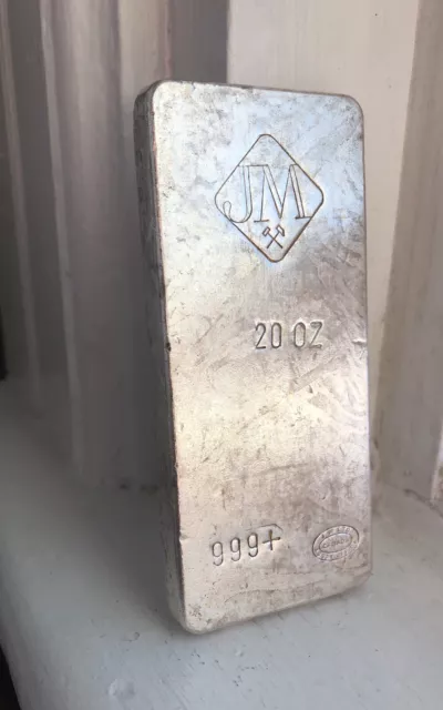 Rare Reverse Stamped 20oz Johnson Matthey JM Silver Bar 999  750 Produced Poured