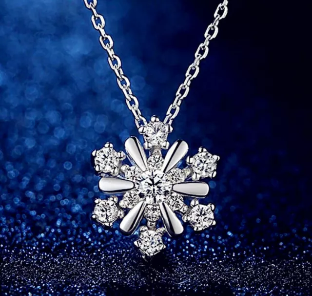 Snowflake Pendant 925 Sterling Silver Necklace Earring Women Jewellery Xmas Gift