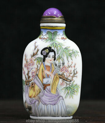 belle femme peint 7cm qianlong a marqué la chine à pékin en bouteille