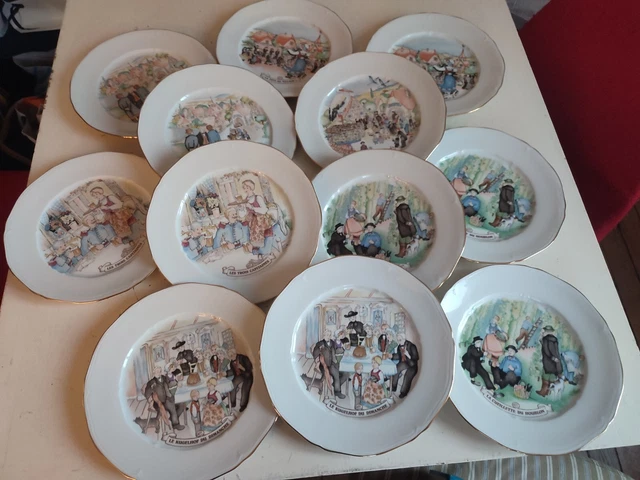 6 assiettes plates A. Vignaud en porcelaine de Limoges dorée - Pavillon Damremont - AXS Design