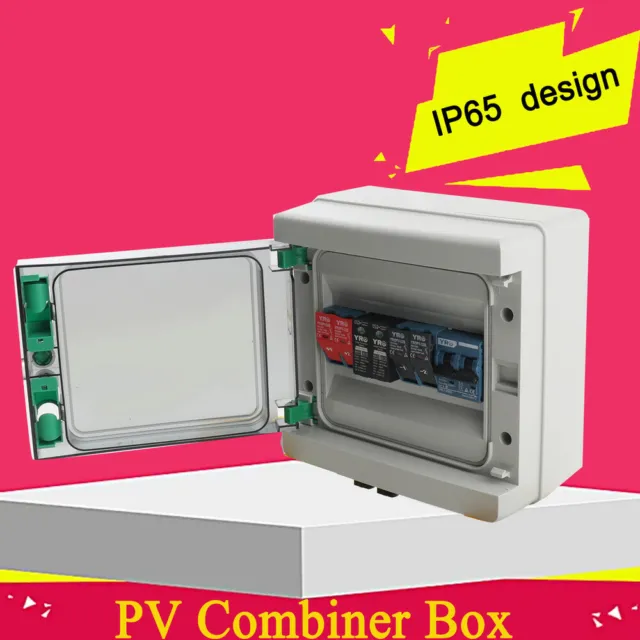Solar PV Combiner Box 15A Circuit Breaker Junction Box 2 Strings for Solar Panel