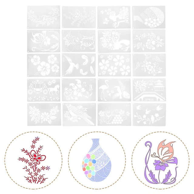 20 piezas Plantilla Para Pintura Floral Caja Hecha En Sí Mismo Rama Pulverizar Niño