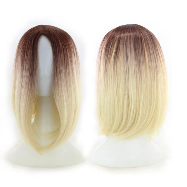 Womens Bob Wig Gradient Color Cosplay Synthetic Hair Wig Short Straight Wigs