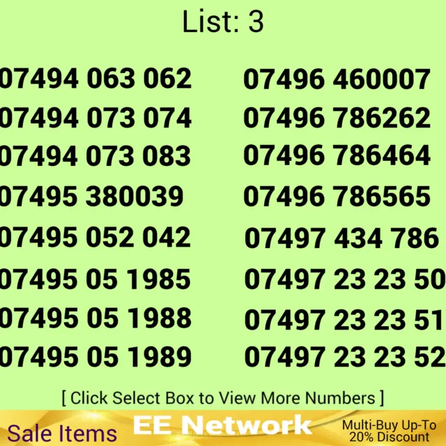 GOLD EASY MOBILE NUMBER EE PAY AS YOU GO SIM CARD UK GOLDEN PLATINUM VIP List: 3